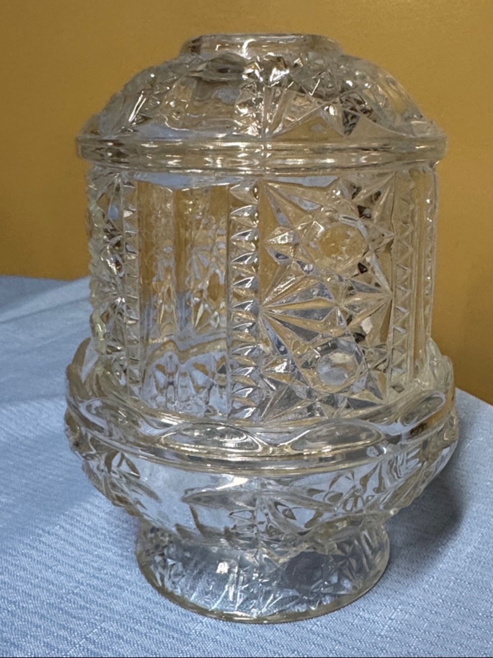 Fairy Lamp Indiana Glass Stars and Bars Clear candle holder
